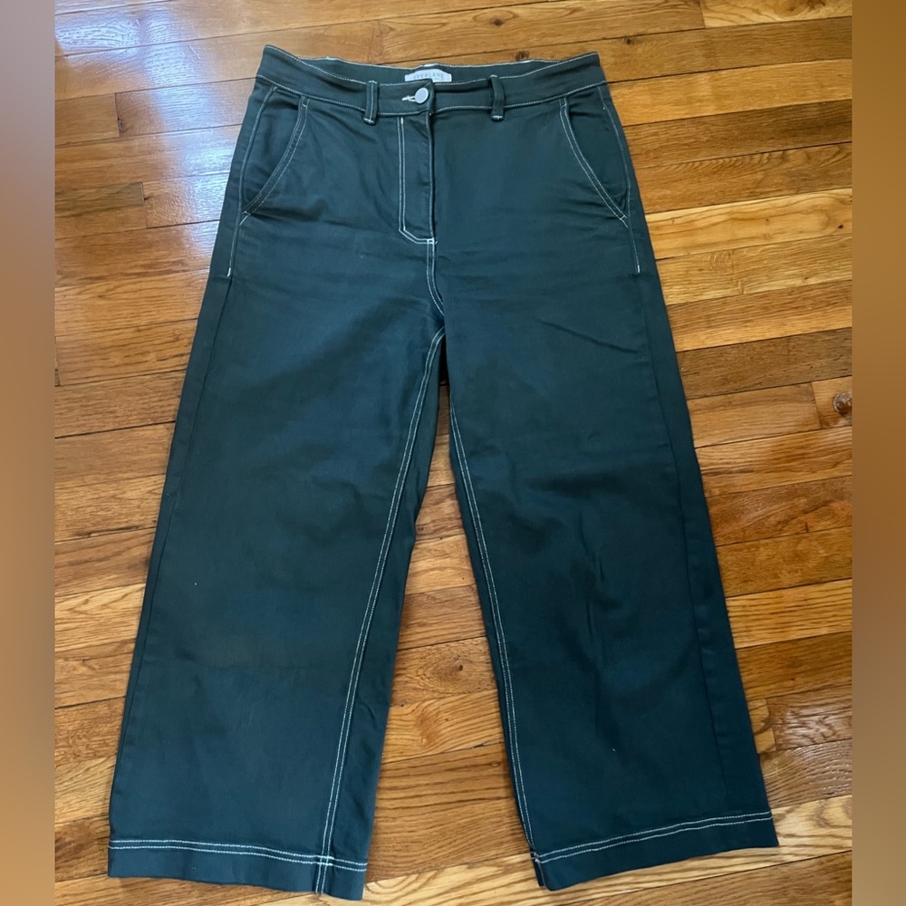 everlane wide leg crop pants size 12 hand dyed green